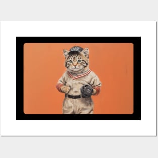 baseball player cat Posters and Art